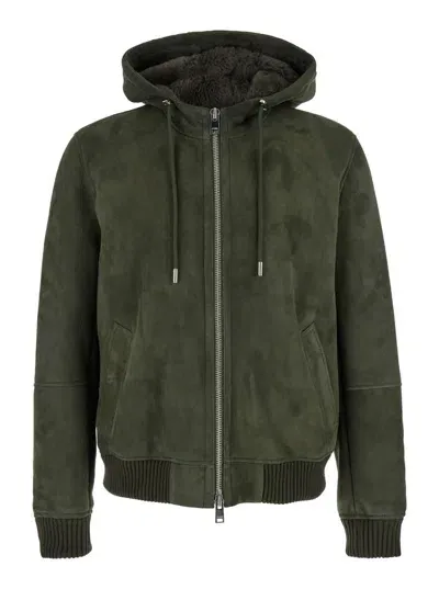 Arma Bomber Front Zip Costa Fondo Con Cappuccio In Green