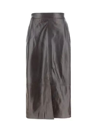 Arma Leather Arkina Skirt In Mud Brown