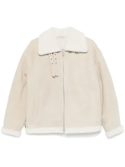 Arma Shearling-trim Jacket In Neutrals