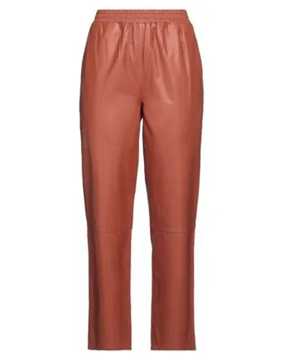 Arma Woman Pants Rust Size 10 Lambskin In Red