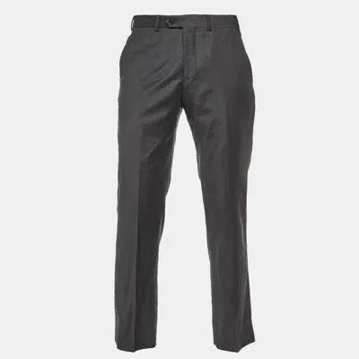 Pre-owned Armani Collezioni Charcoal Grey Wool Tailored Trousers M