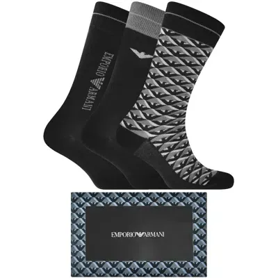 Armani Collezioni Emporio Armani 3 Pack Socks Gift Set In Black