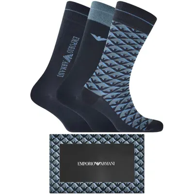 Armani Collezioni Emporio Armani 3 Pack Socks Gift Set In Navy