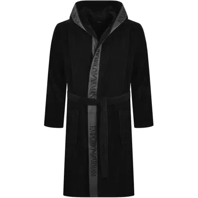 Armani Collezioni Emporio Armani Hooded Dressing Gown Black