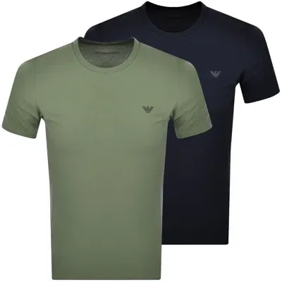 Armani Collezioni Emporio Armani Lounge Two Pack T Shirts In Green