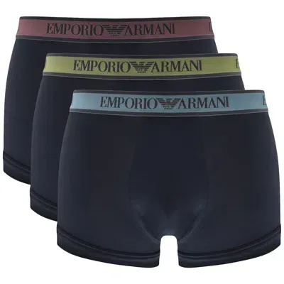 Armani Collezioni Emporio Armani Underwear 3 Pack Trunks In Navy