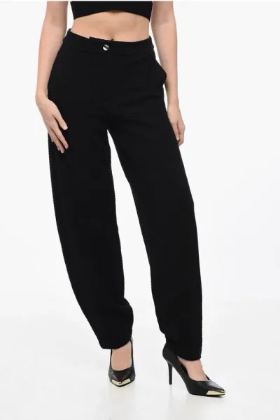 Armani Collezioni Emporio Balloon Fit Jacquard Fabric Pants In Black