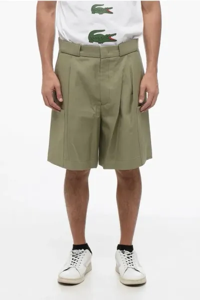 Armani Collezioni Emporio Single-pleated Cotton Cargo Shorts In Green