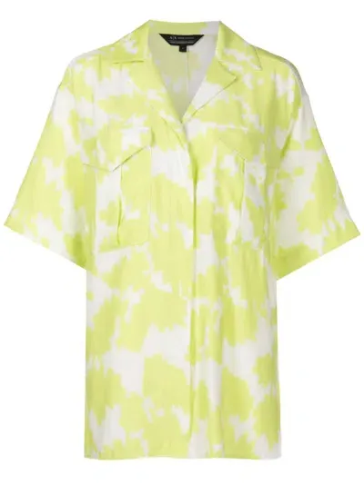 Armani Exchange Abstract-print Short-sleeve Shirt In Green