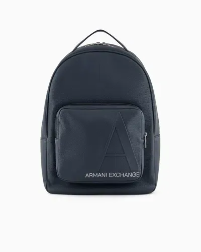 Armani Exchange Asv A Line Logo Recycled Backpack In Navy_blue