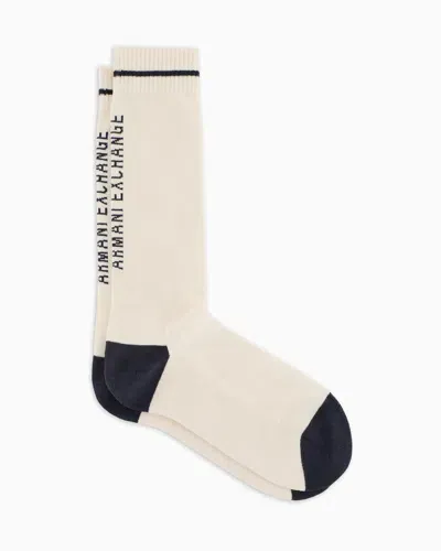 Armani Exchange Asv Logo Ribbed Socks In White