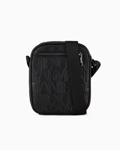 Armani Exchange Asv Recycled Logo Shoulder Bag In Black