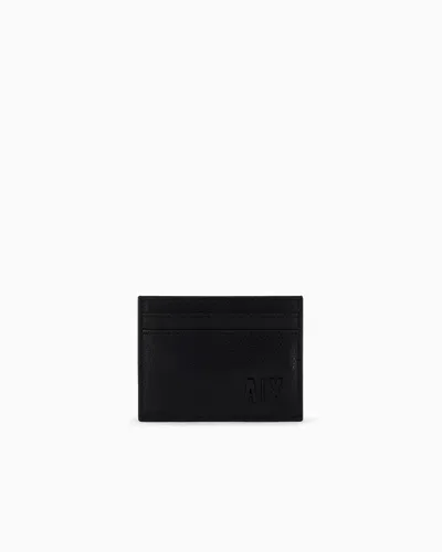 Armani Exchange Asv Recycled Material Embossed Logo Card Holder In Black