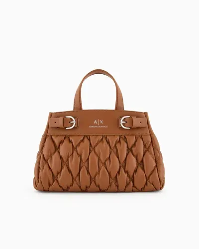 Armani Exchange Asv Small Recycled Puffy Tote Bag In Brown