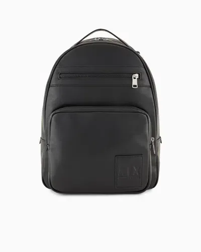 Armani Exchange Backpack With All-over Embossed Logo In Black