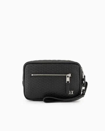 Armani Exchange Beauty Case With Woven Workmanship In Black