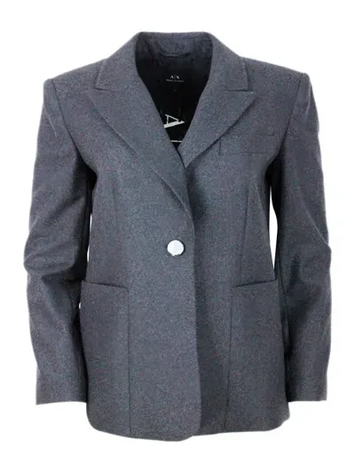 Armani Exchange Wool Blend Jacket In Grey