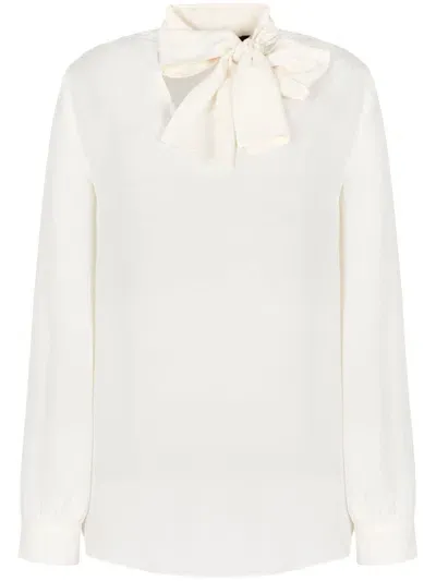 Armani Exchange Bow-collar Long Sleeve Blouse In Iso