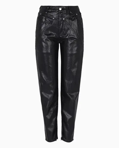 Armani Exchange Boyfriend Fit Jeans In Coated Denim In Black