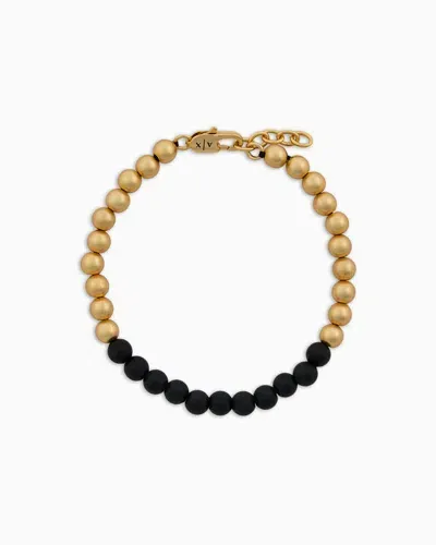 Armani Exchange Men's Two-tone Brass Beaded Bracelet In Gold