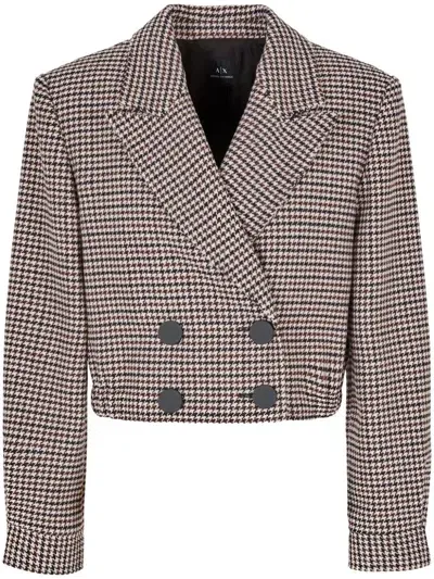 Armani Exchange Check Pattern Cropped Jacket In Neutrals