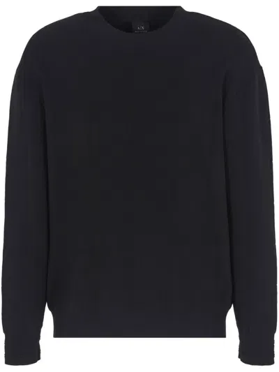 Armani Exchange Checked Jacquard Jumper In Black