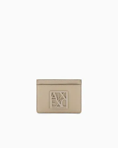 Armani Exchange Coated Fabric Card Holder In Neutral