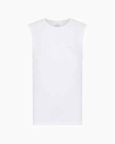 Armani Exchange Cotton Jersey Tank Top With Logo In White