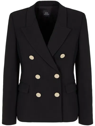 Armani Exchange Double Breasted Blazer In Black