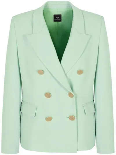 Armani Exchange Double Breasted Blazer In Green