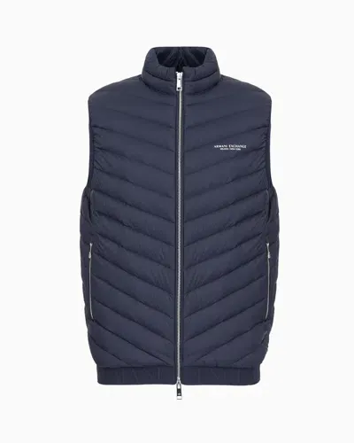 Armani Exchange Logo Printed Zipped Gilet In Blue