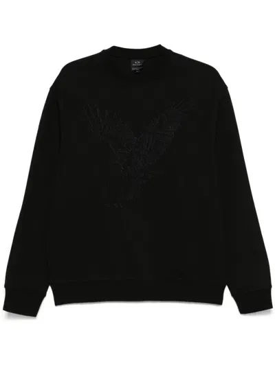 Armani Exchange Eagle-embroidery Sweatshirt In Black