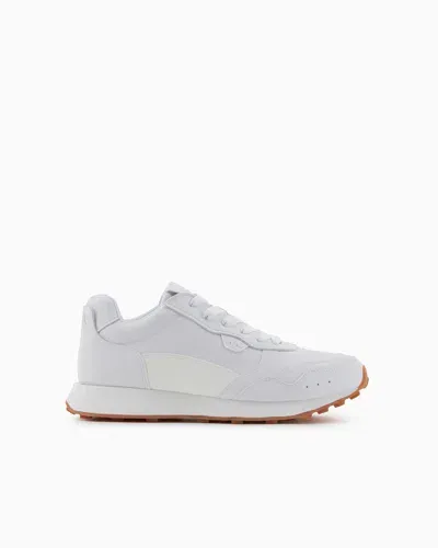 Armani Exchange Econappa Sneakers With Tone-on-tone Details In White