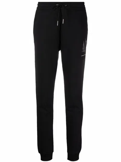 Armani Exchange Embellished-logo Sweatpants In Schwarz