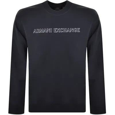 Armani Exchange Flocked Logo Sweatshirt Navy