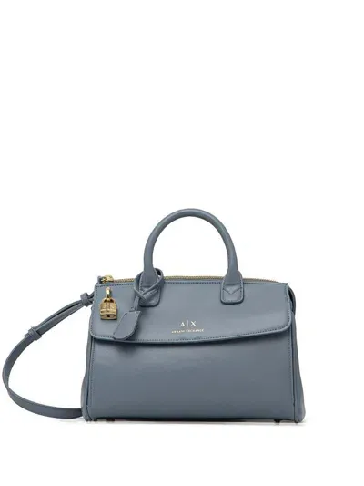 Armani Exchange Front Flap Two-way Handbag In Blue