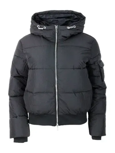 Armani Exchange Hooded Zipped Puffer Jacket In Black