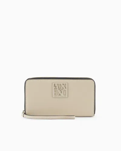 Armani Exchange Horizontal Wallet With Logo In Neutral