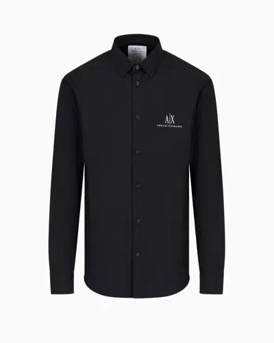 Armani Exchange Icon Project Regular Fit Poplin Shirt In Black