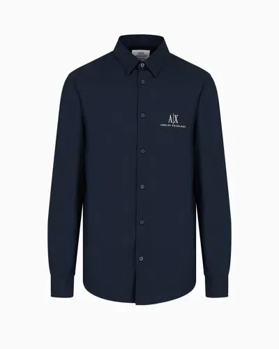 Armani Exchange Icon Project Regular Fit Poplin Shirt In Blue