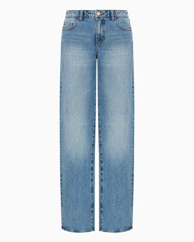 Armani Exchange J52 Relaxed Fit Jeans In Stone Washed Denim In Blue