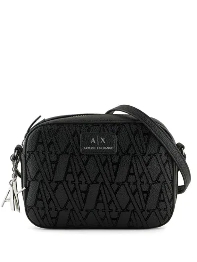 Armani Exchange Jacquard Pattern Cross Bag In Black