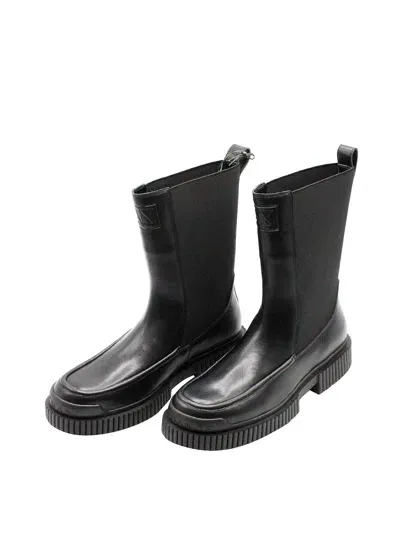 Armani Exchange Leather Boots In Black