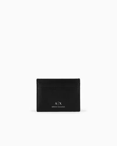 Armani Exchange Leather Card Holder In Black