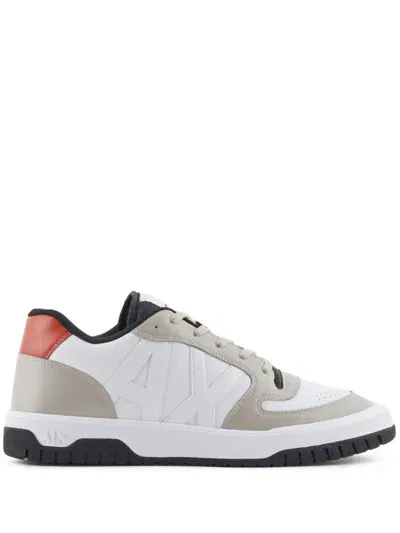 Armani Exchange Leather Sneakers In Beige