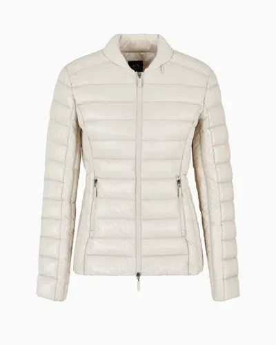 Armani Exchange Light Weight Zip-up Down Jacket In Beige