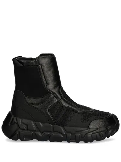 Armani Exchange Logo-appliqué Boots In Black