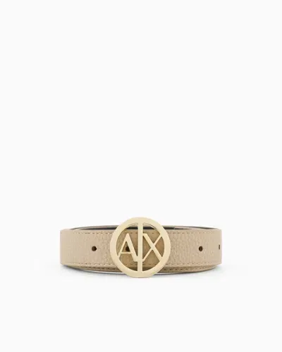 Armani Exchange Logo Buckle Belt In Neutral