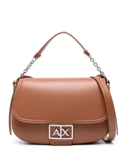 Armani Exchange Logo-buckle Cross Body Bag In Brown