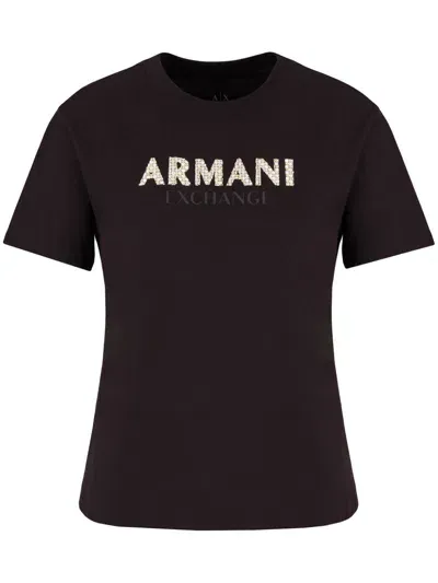 Armani Exchange Logo-embellished T-shirt In Black